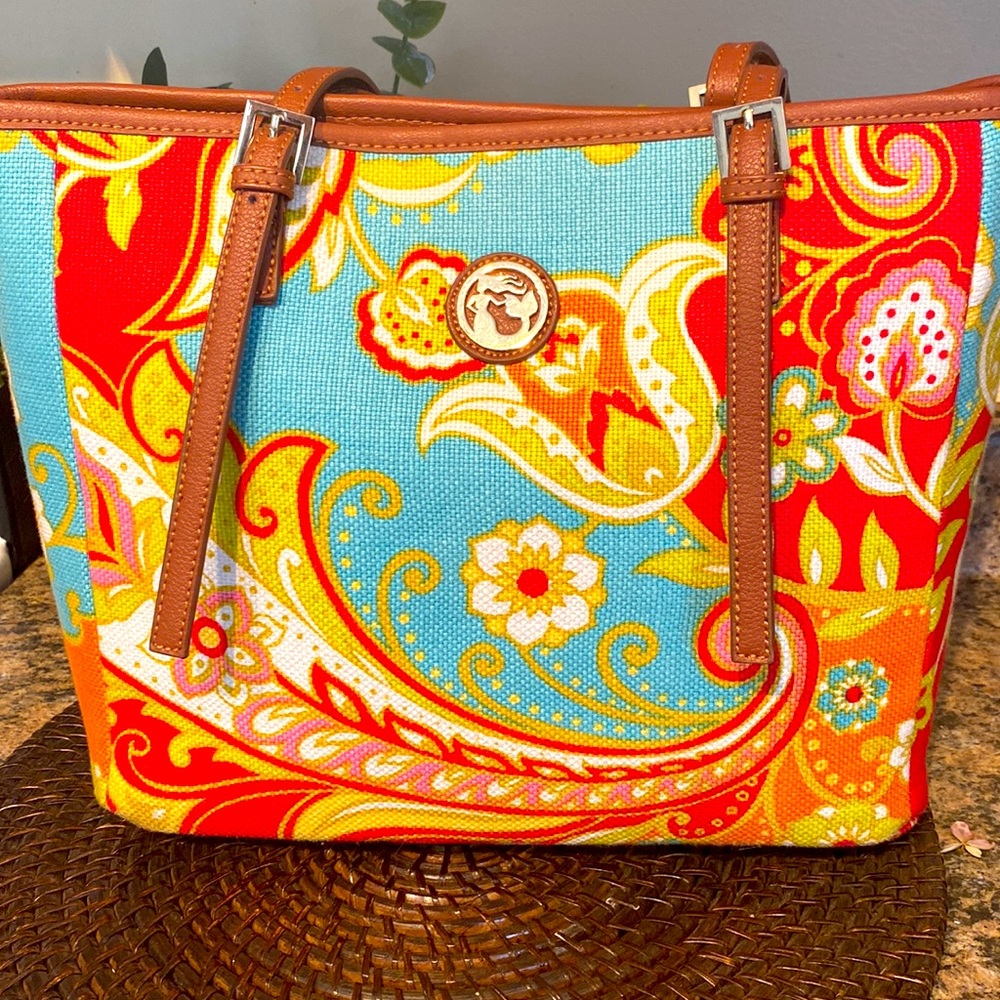 Spartina 449 Linen and Leather Tote